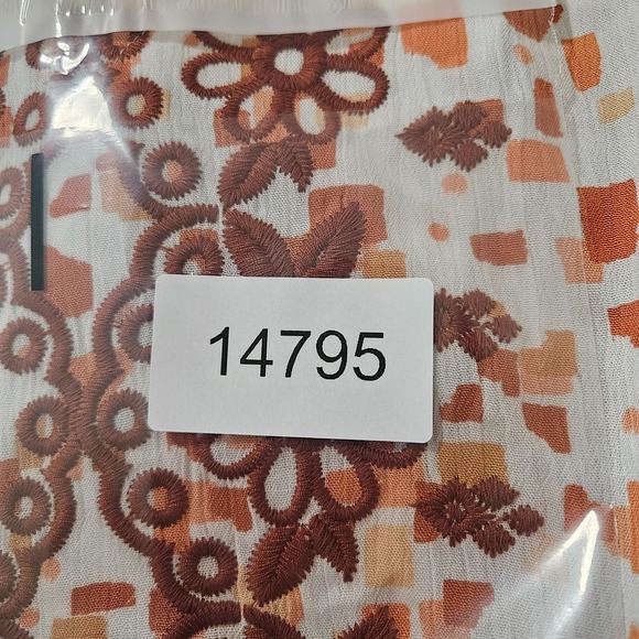 NEW Savanna Jane Top‎ Blouse Women 1X Embroidered Long Sleeve White Red Brown - Picture 8 of 8